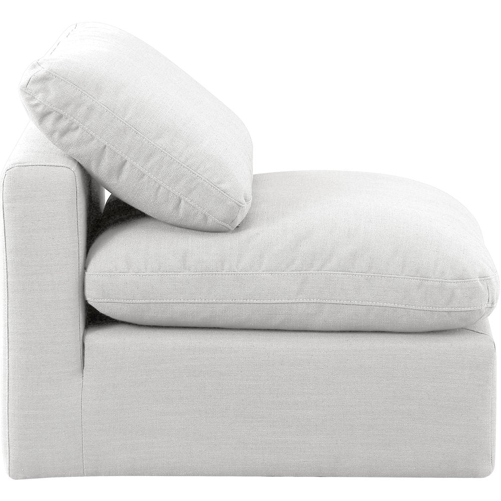 Indulge White Linen Textured Fabric Armless Chair