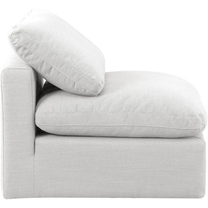 Indulge White Linen Textured Fabric Armless Chair