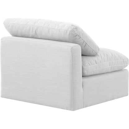 Indulge White Linen Textured Fabric Armless Chair