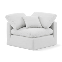 Indulge White Linen Textured Fabric Corner Chair