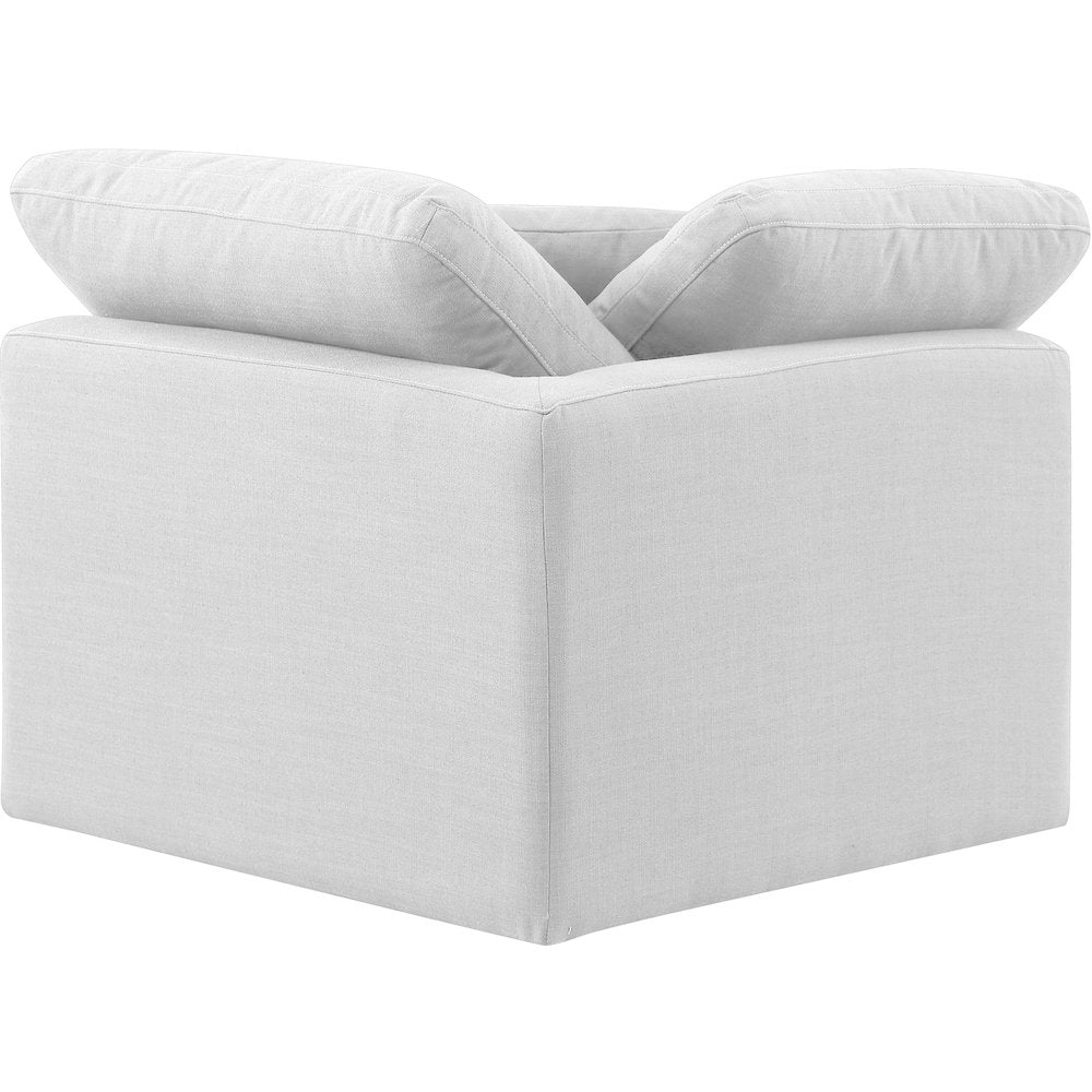 Indulge White Linen Textured Fabric Corner Chair
