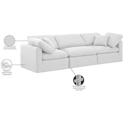 Indulge White Linen Textured Fabric Modular Sofa