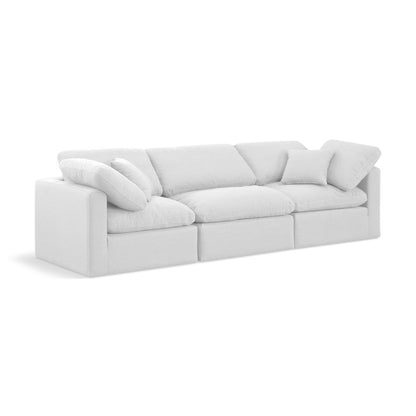 Indulge White Linen Textured Fabric Modular Sofa