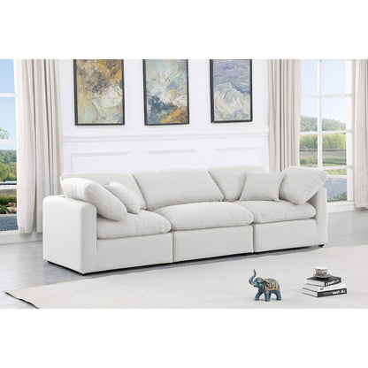 Indulge White Linen Textured Fabric Modular Sofa