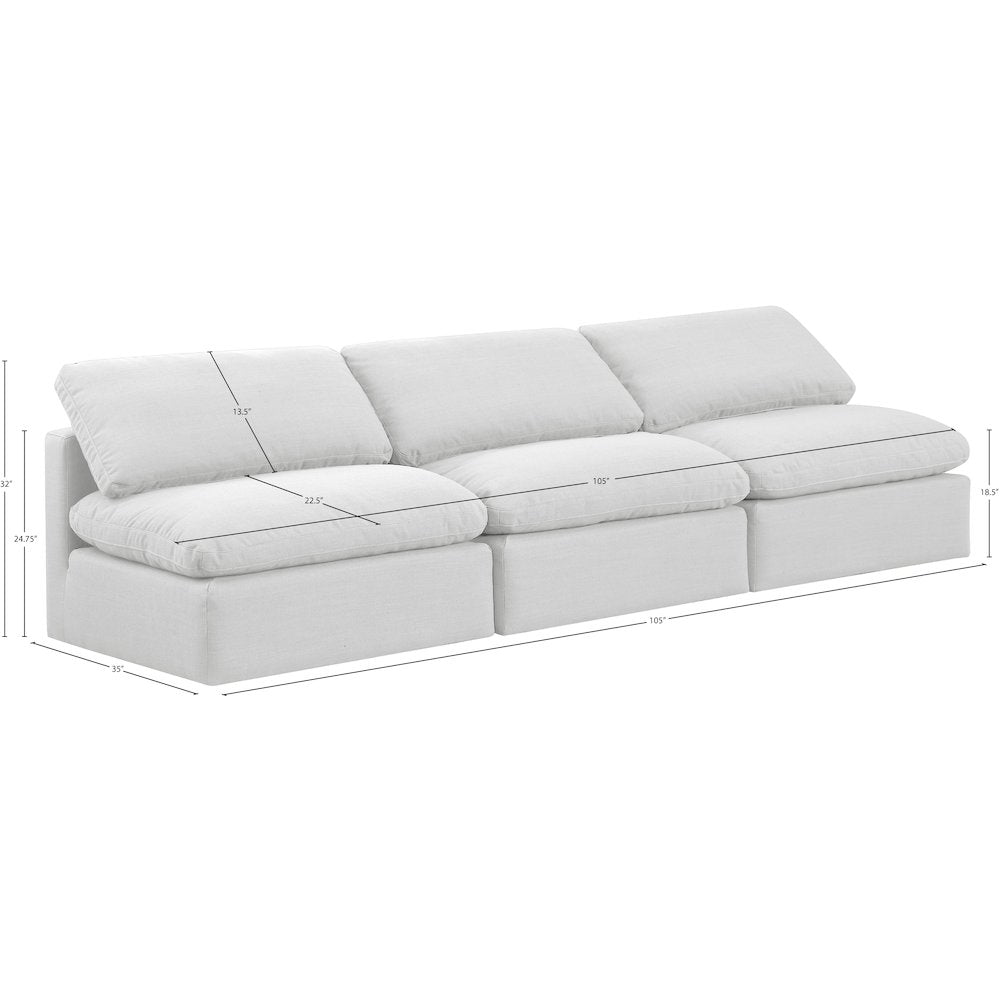 Indulge White Linen Textured Fabric Modular Sofa