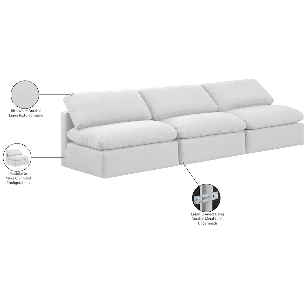 Indulge White Linen Textured Fabric Modular Sofa