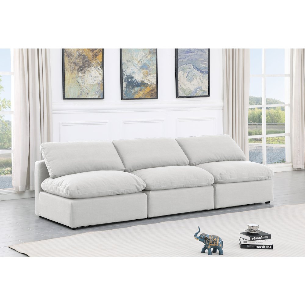 Indulge White Linen Textured Fabric Modular Sofa