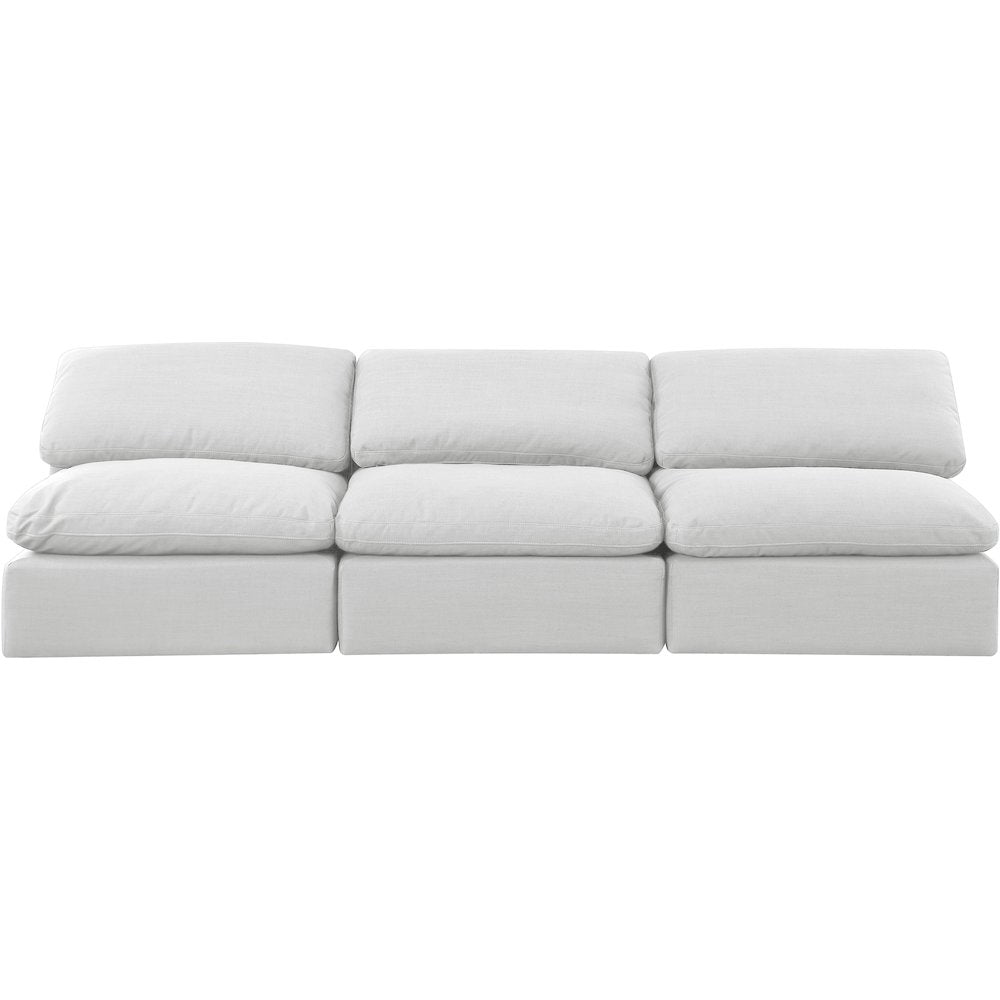 Indulge White Linen Textured Fabric Modular Sofa