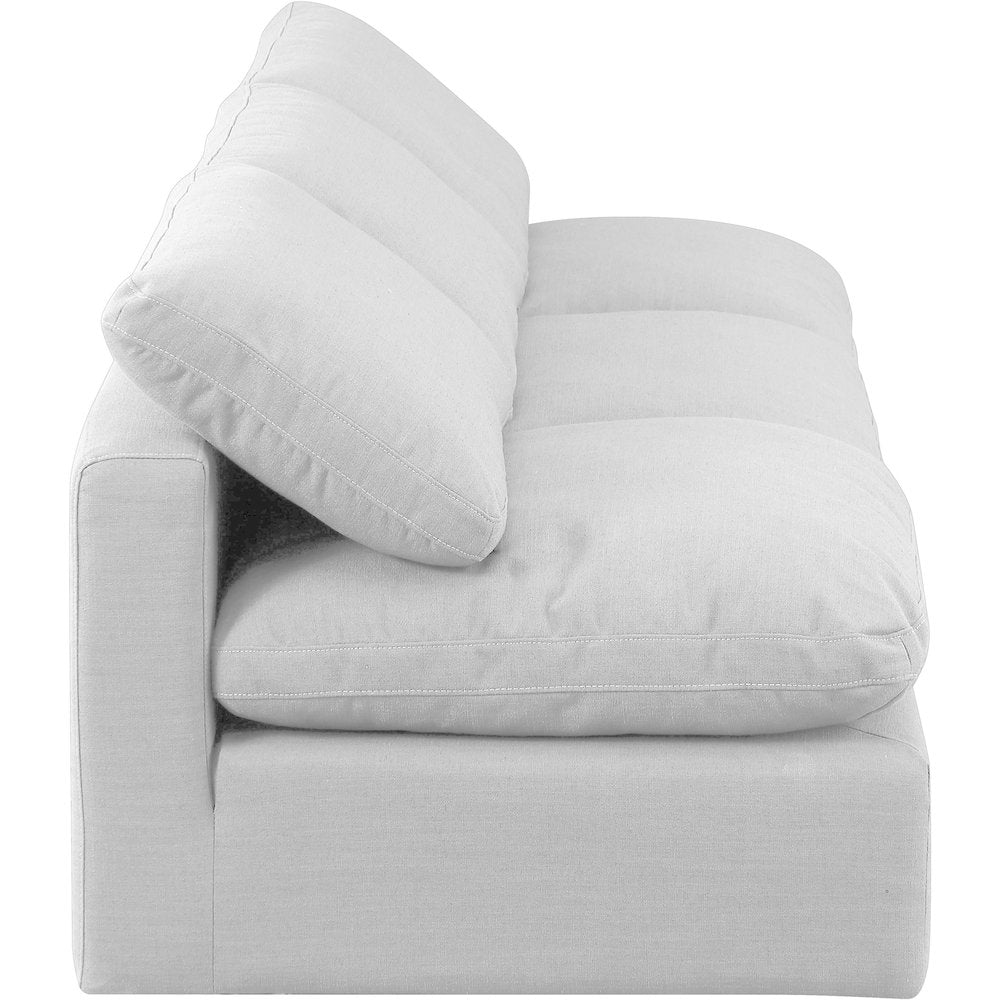 Indulge White Linen Textured Fabric Modular Sofa