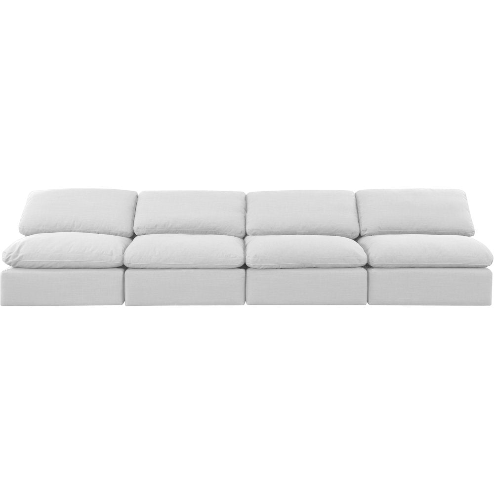 Indulge White Linen Textured Fabric Modular Sofa