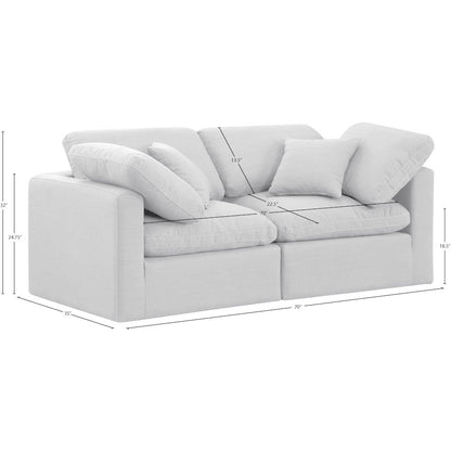 Indulge White Linen Textured Fabric Modular Sofa