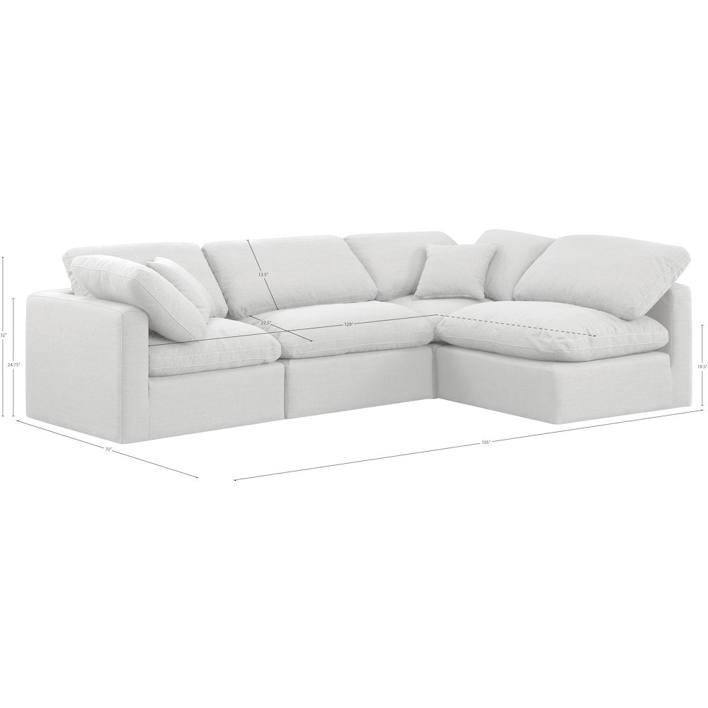 Indulge White Linen Textured Fabric Modular Sectional