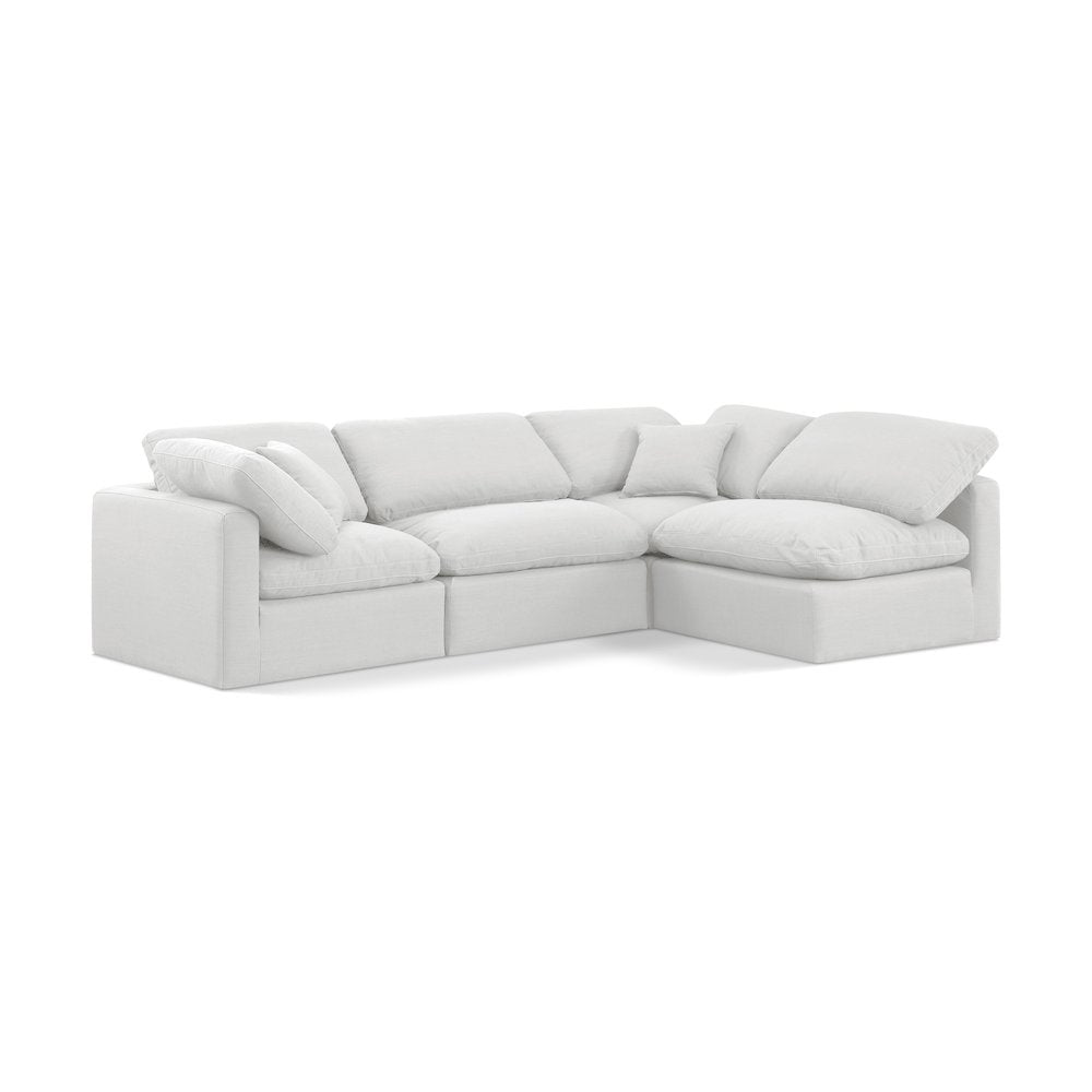 Indulge White Linen Textured Fabric Modular Sectional