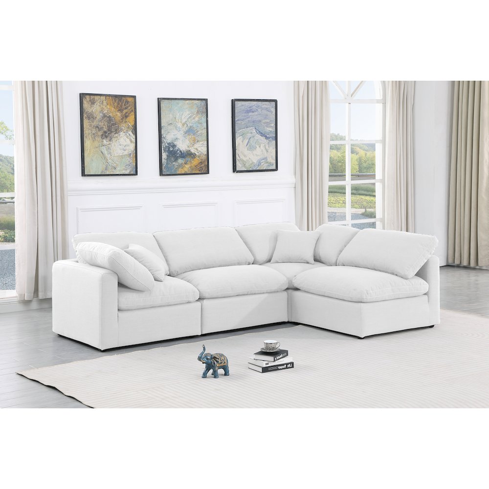 Indulge White Linen Textured Fabric Modular Sectional