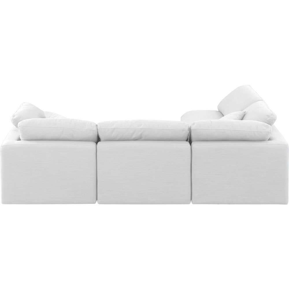 Indulge White Linen Textured Fabric Modular Sectional