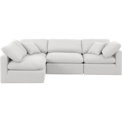 Indulge White Linen Textured Fabric Modular Sectional