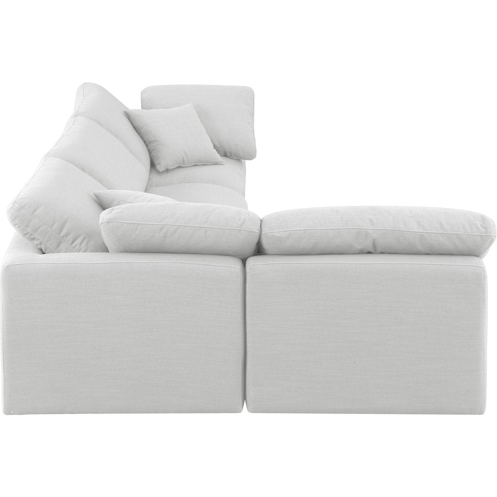 Indulge White Linen Textured Fabric Modular Sectional