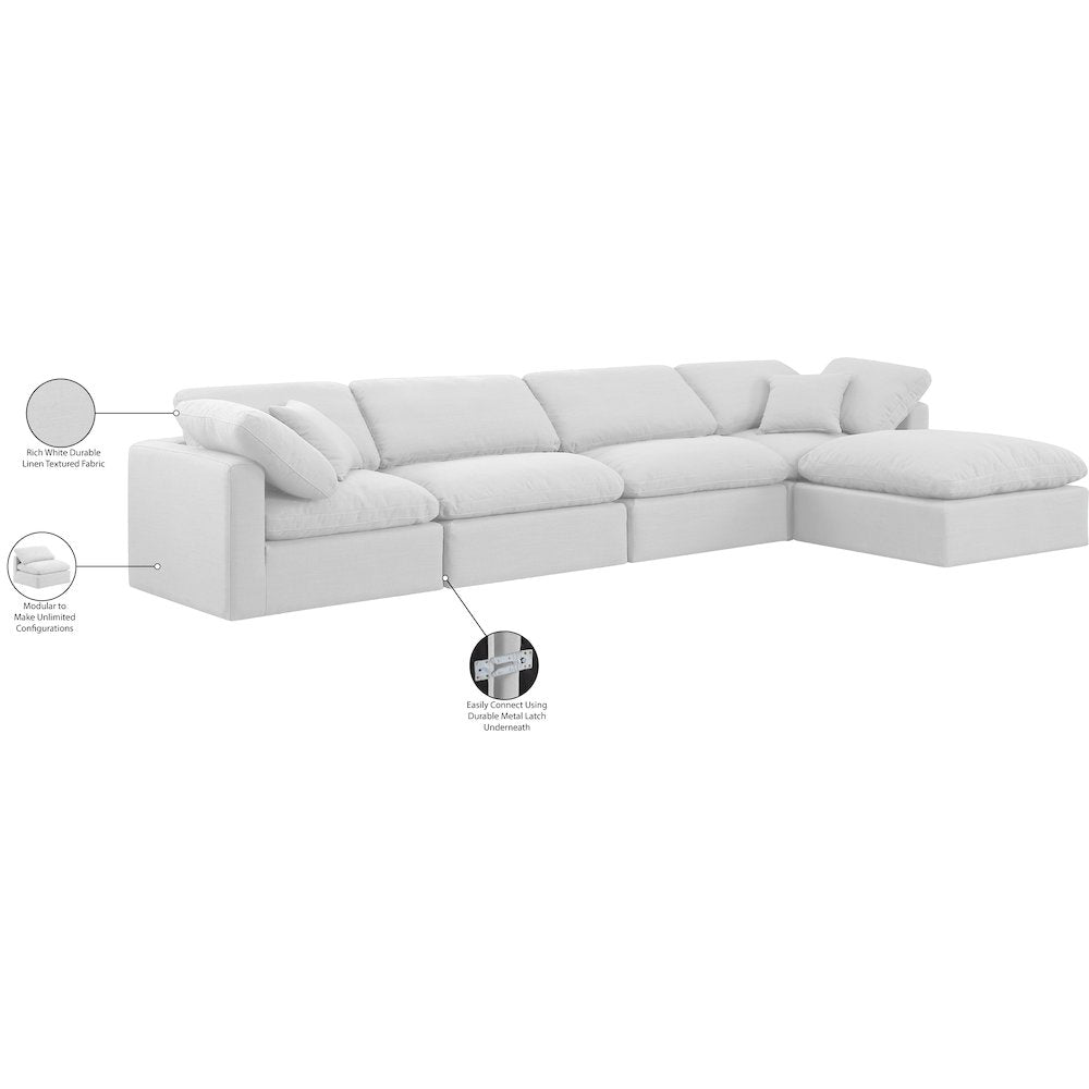 Indulge White Linen Textured Fabric Modular Sectional