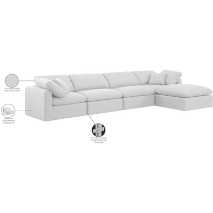 Indulge White Linen Textured Fabric Modular Sectional
