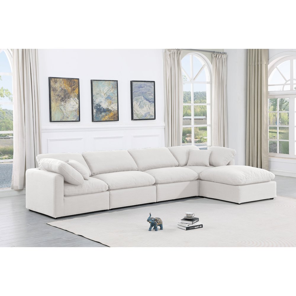 Indulge White Linen Textured Fabric Modular Sectional