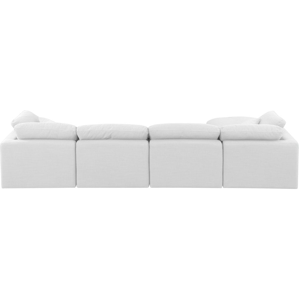 Indulge White Linen Textured Fabric Modular Sectional