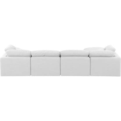 Indulge White Linen Textured Fabric Modular Sectional