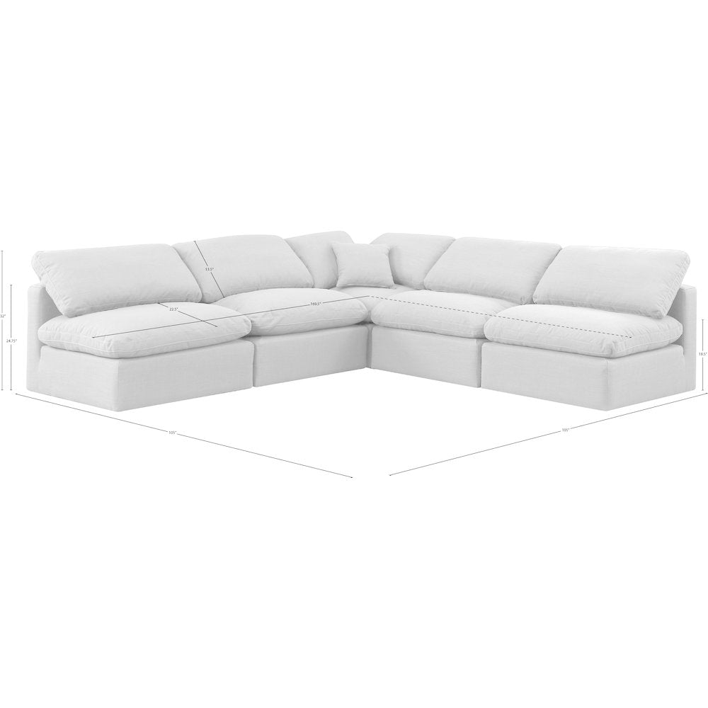 Indulge White Linen Textured Fabric Modular Sectional