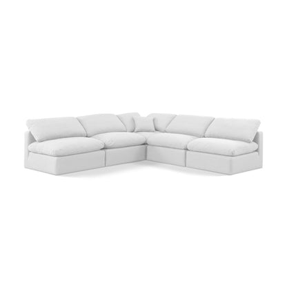 Indulge White Linen Textured Fabric Modular Sectional