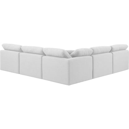 Indulge White Linen Textured Fabric Modular Sectional