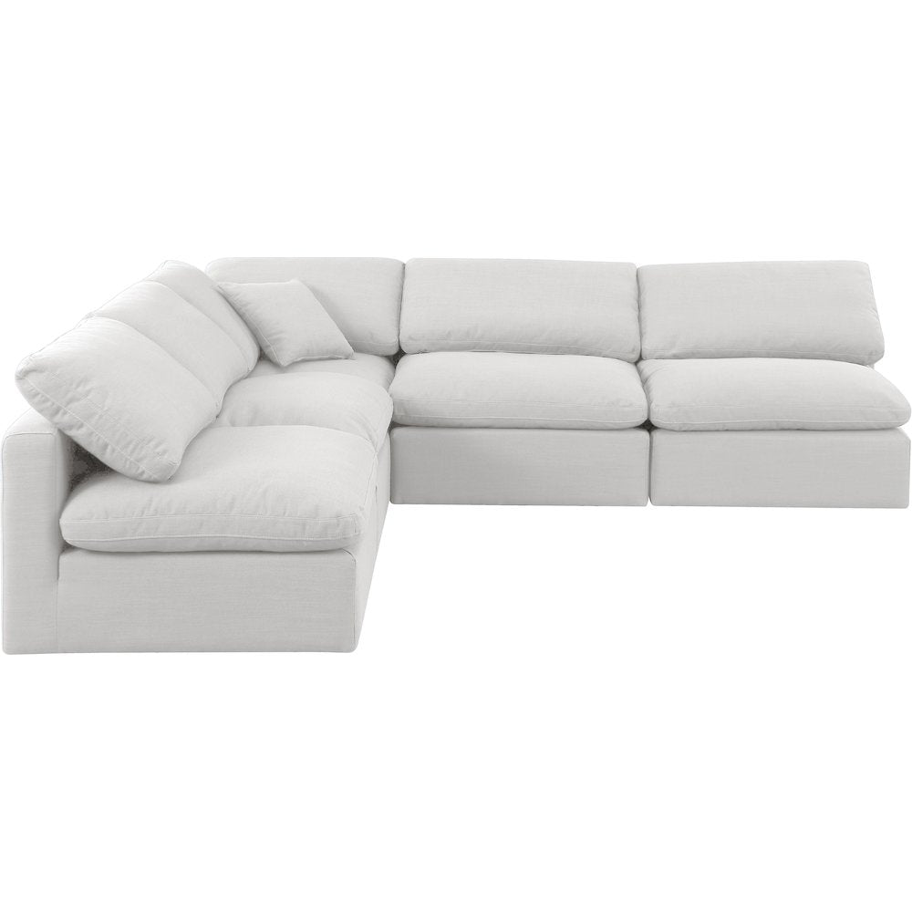 Indulge White Linen Textured Fabric Modular Sectional
