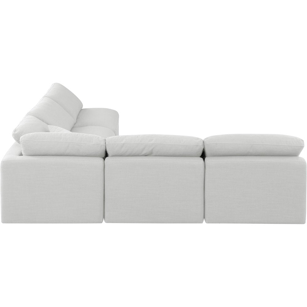 Indulge White Linen Textured Fabric Modular Sectional