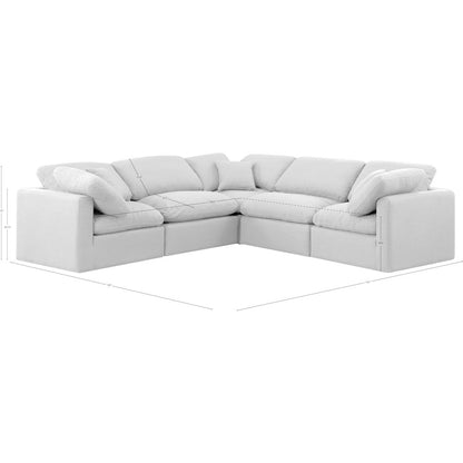 Indulge White Linen Textured Fabric Modular Sectional