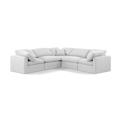 Indulge White Linen Textured Fabric Modular Sectional