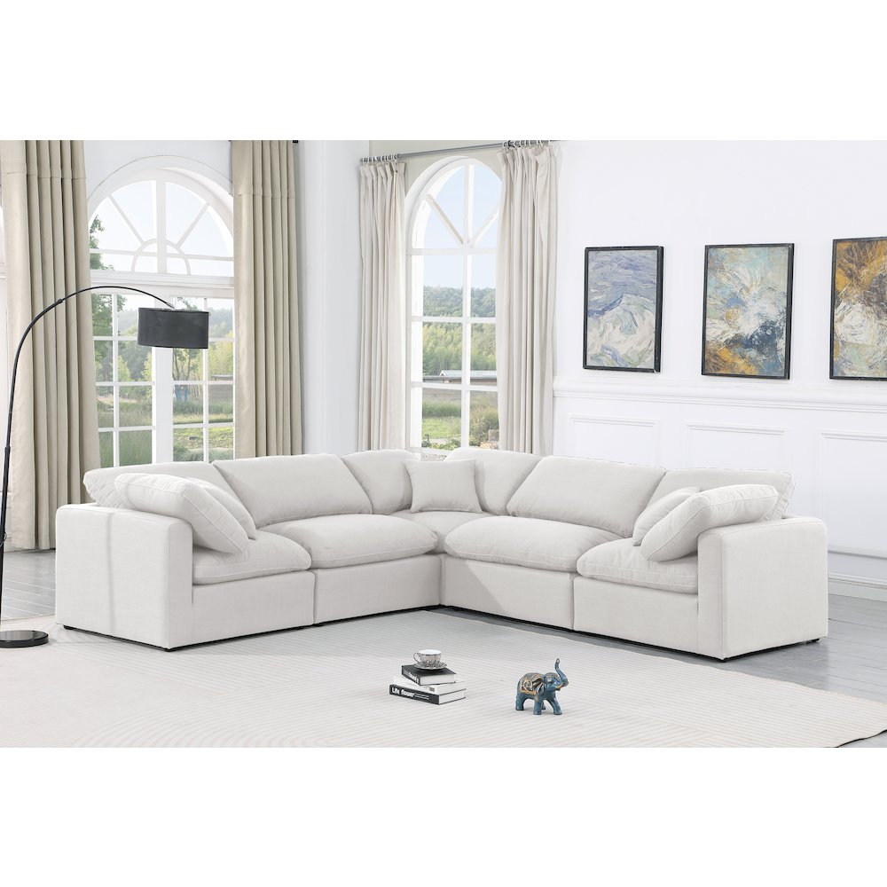 Indulge White Linen Textured Fabric Modular Sectional
