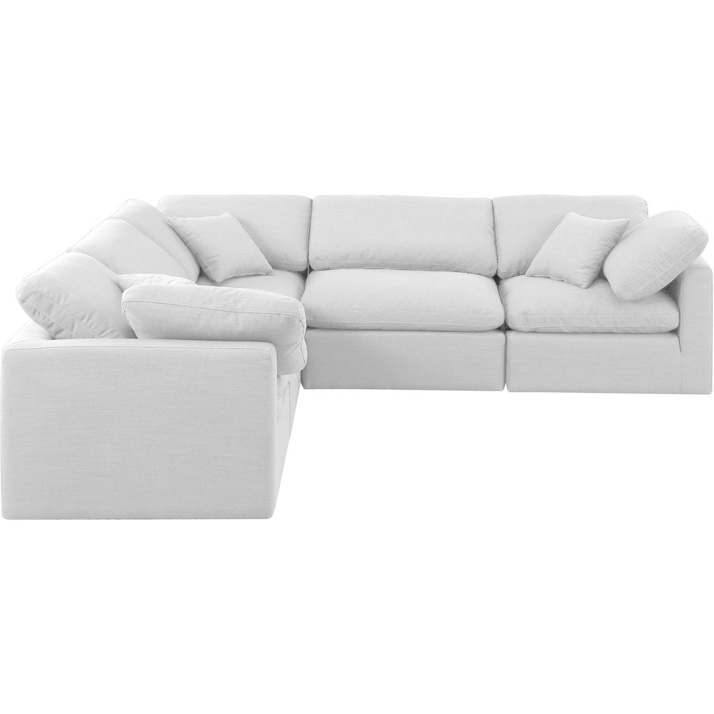 Indulge White Linen Textured Fabric Modular Sectional