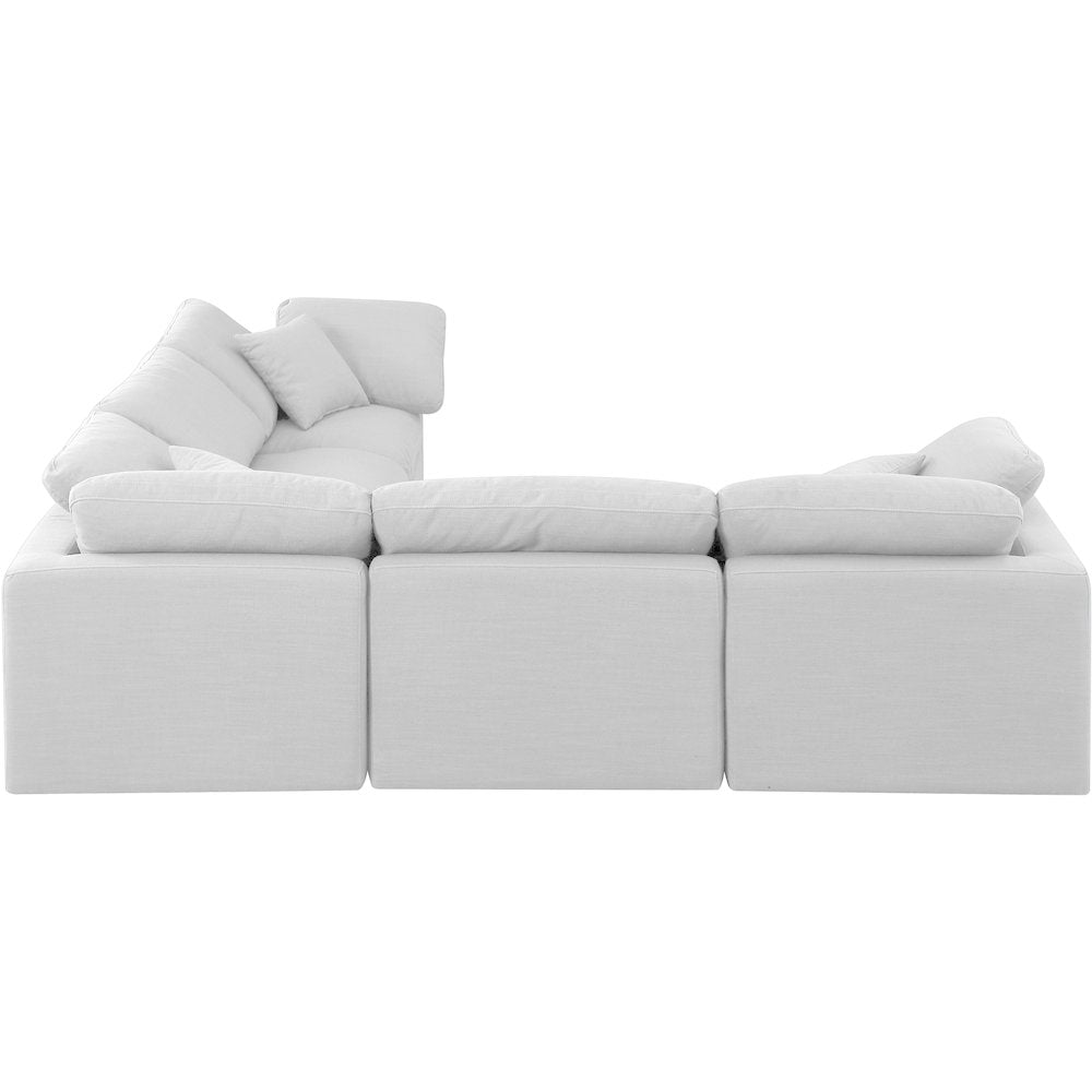 Indulge White Linen Textured Fabric Modular Sectional