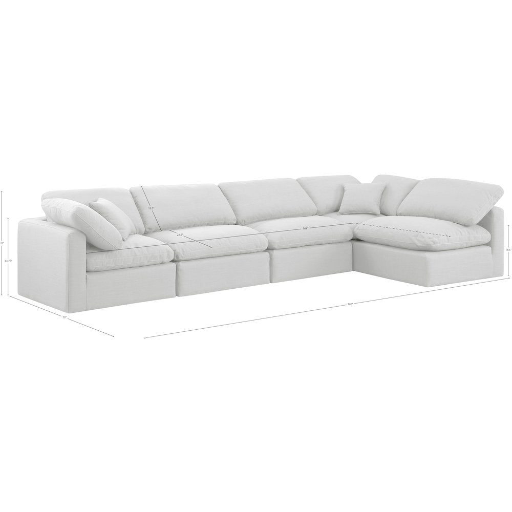 Indulge White Linen Textured Fabric Modular Sectional