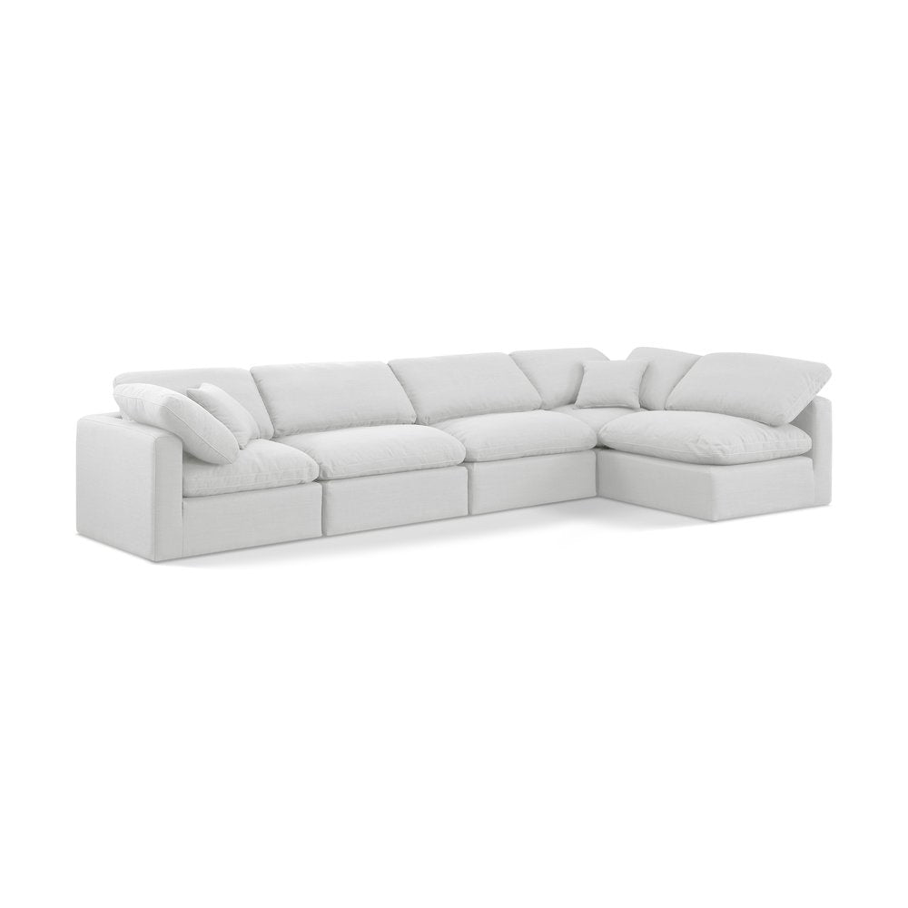Indulge White Linen Textured Fabric Modular Sectional