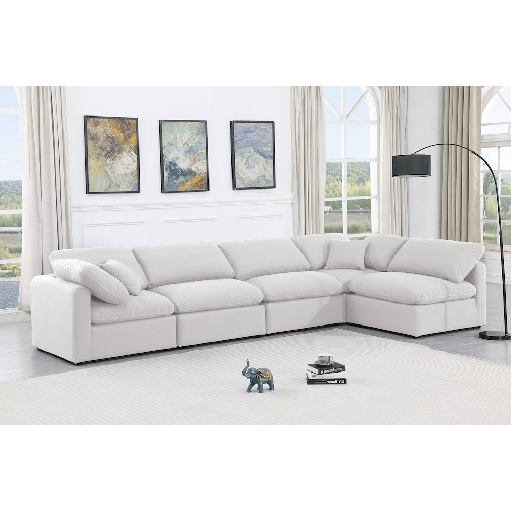 Indulge White Linen Textured Fabric Modular Sectional