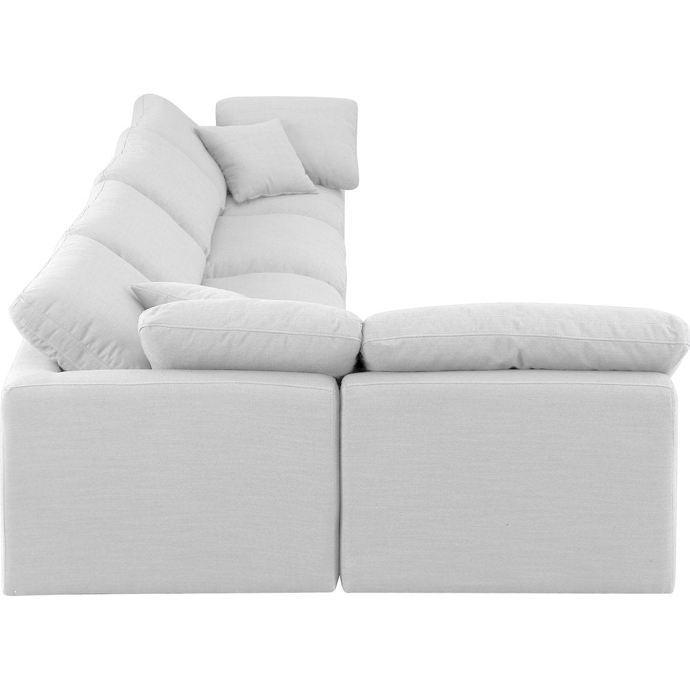 Indulge White Linen Textured Fabric Modular Sectional
