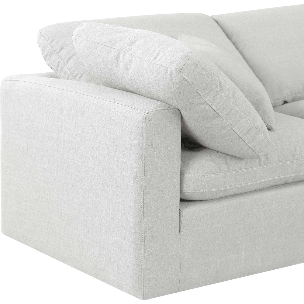 Indulge White Linen Textured Fabric Modular Sectional