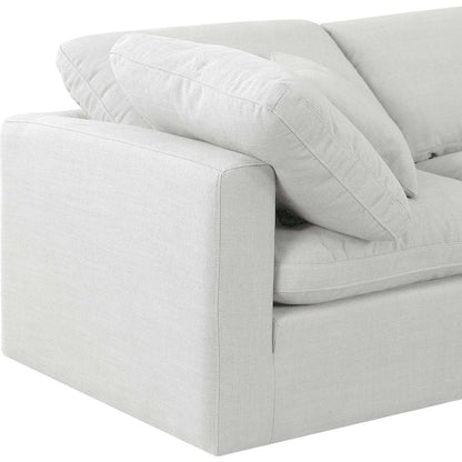 Indulge White Linen Textured Fabric Modular Sectional