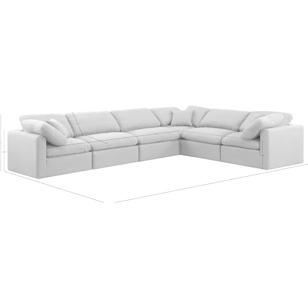 Indulge White Linen Textured Fabric Modular Sectional