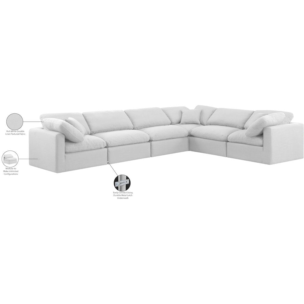 Indulge White Linen Textured Fabric Modular Sectional