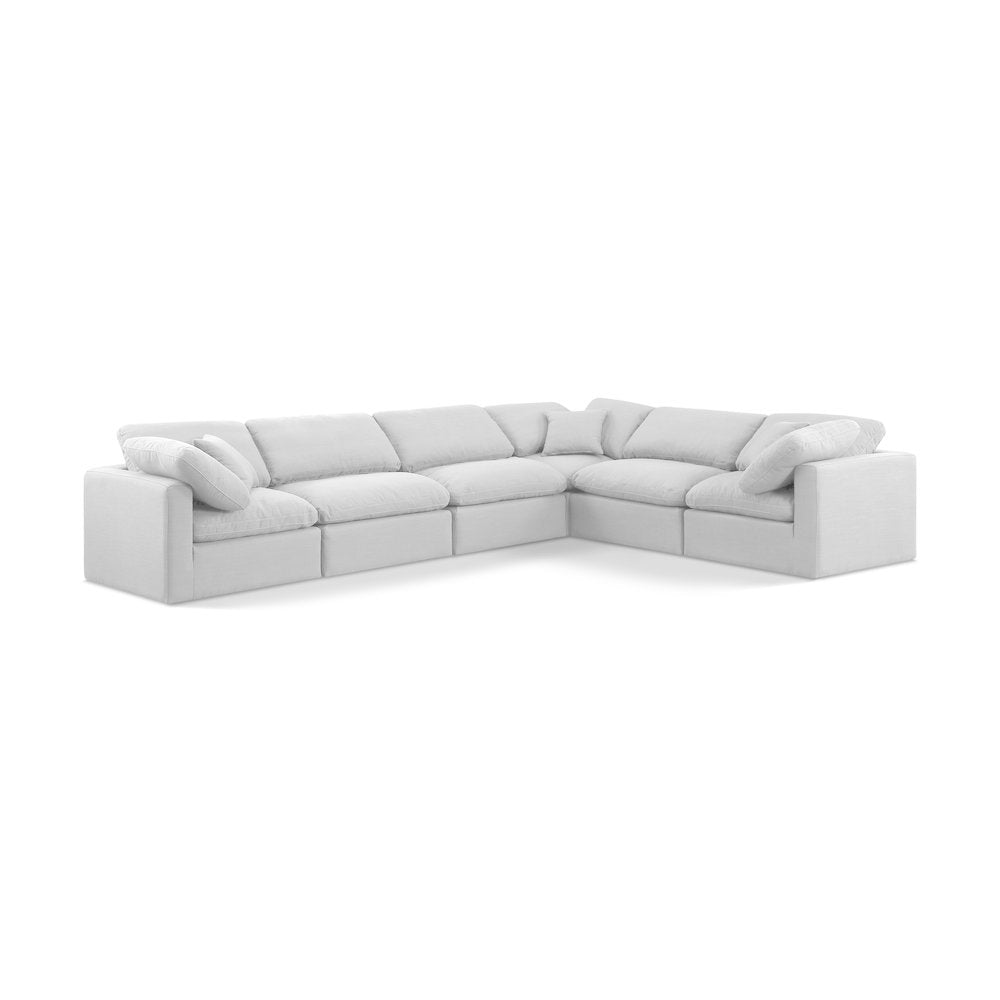 Indulge White Linen Textured Fabric Modular Sectional