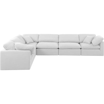 Indulge White Linen Textured Fabric Modular Sectional
