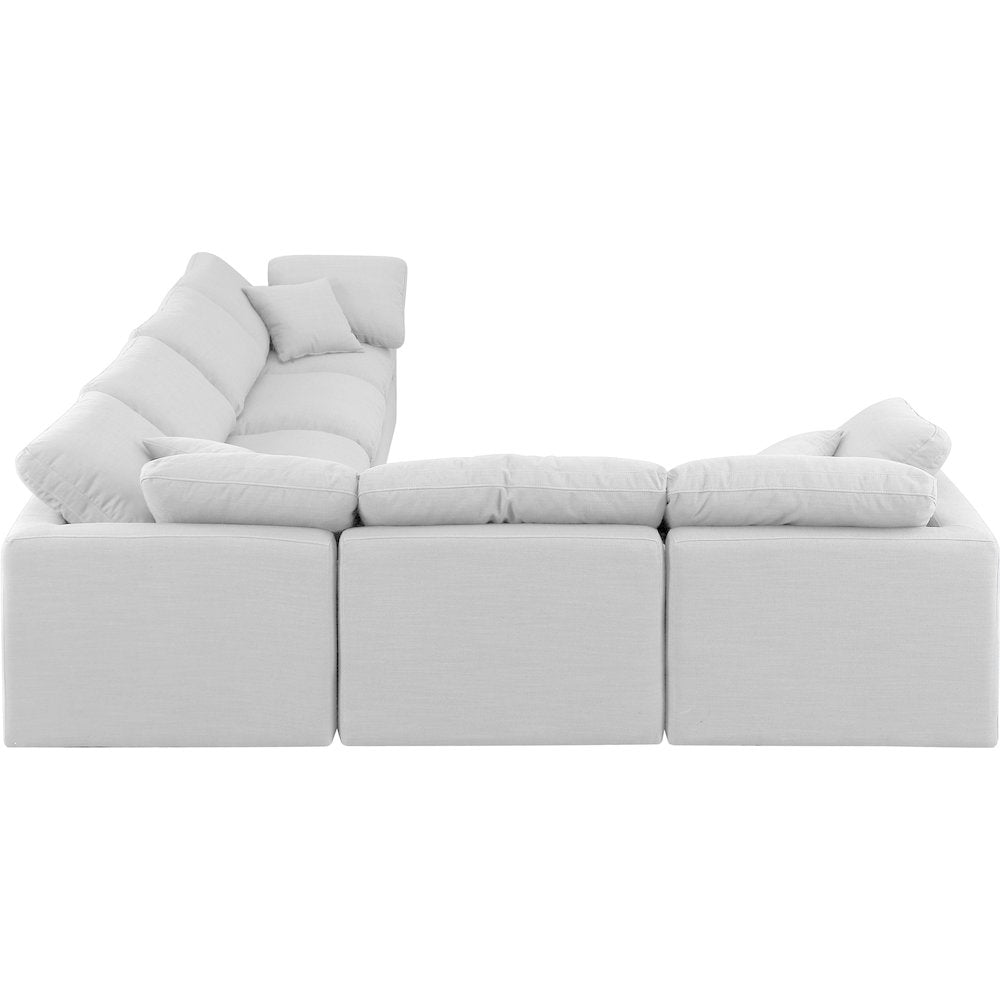 Indulge White Linen Textured Fabric Modular Sectional