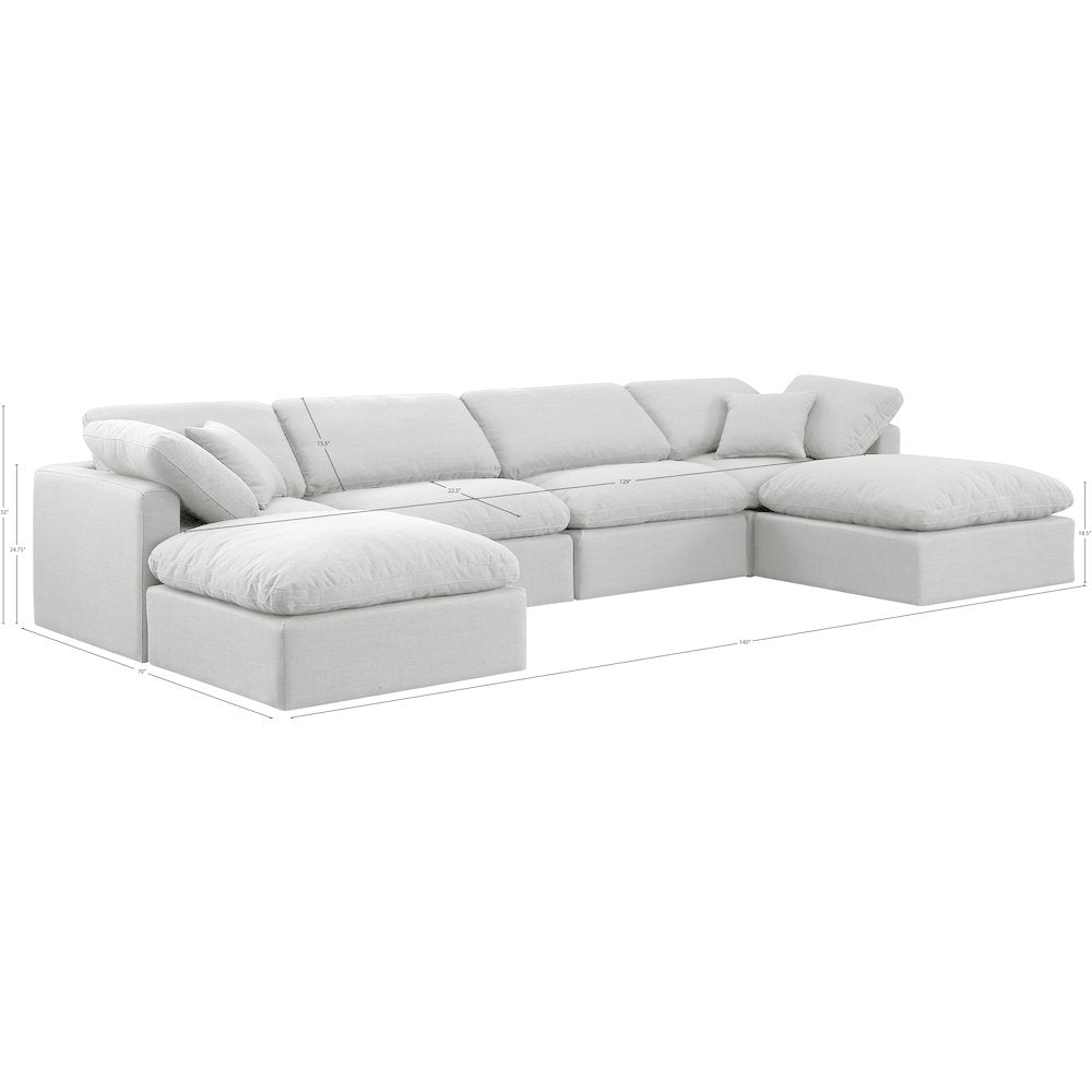 Indulge White Linen Textured Fabric Modular Sectional