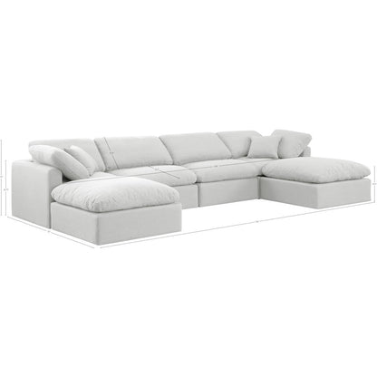 Indulge White Linen Textured Fabric Modular Sectional