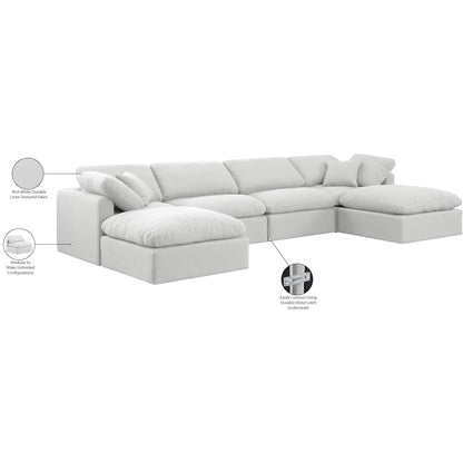Indulge White Linen Textured Fabric Modular Sectional